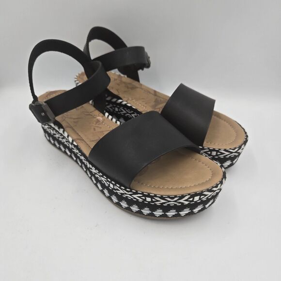 Blowfish Sandals Black White Aztec Platform Shoes Women Size 10 Boho Ankle Strap - Picture 2 of 11
